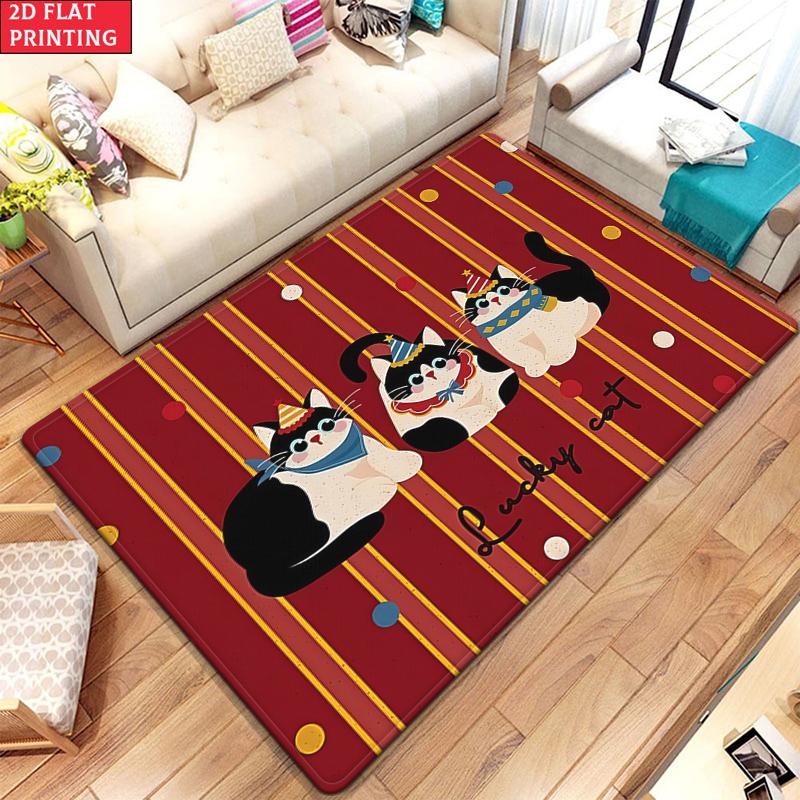 Kawaii Cartoon Bear Large Room Carpet Non Slip Cartoon Kids Bedroom Living Room Floor Mat Home Decor Children's Play Carpet