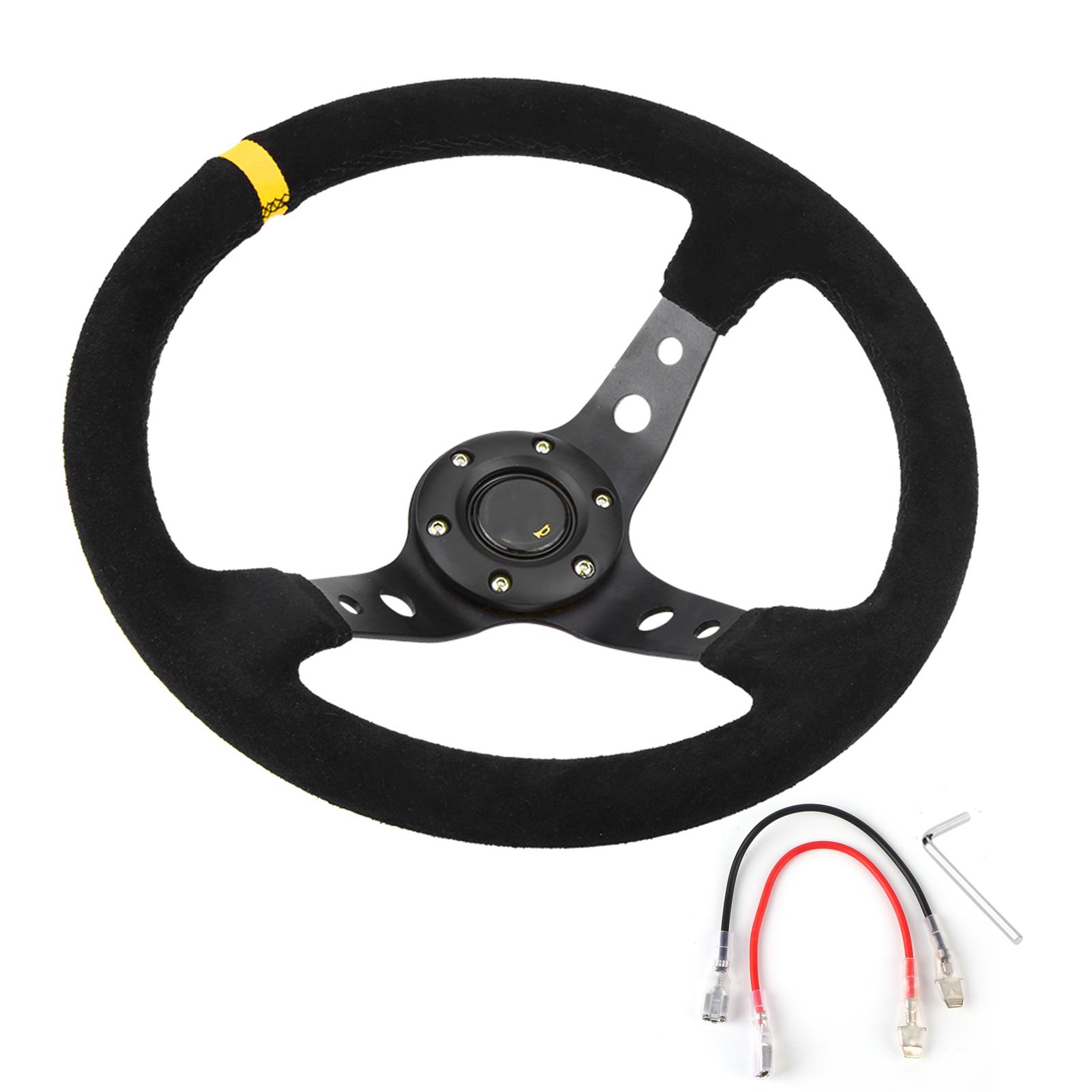 

Гоночный руль с клаксоном, универсальный руль, универсальный, 35 см/14 дюймов, 6-Автомобильный гоночный руль с клаксоном жёлтый