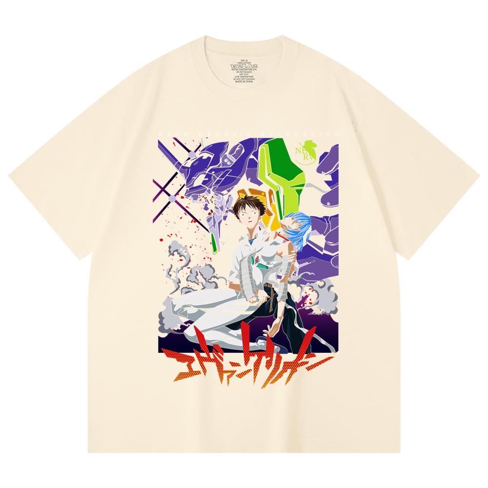 230 g/m² 100 % Baumwolle Evangelion V1 Druck Unisex Schweres Baumwoll-T-Shirt
