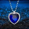 Luxury Classic Blue Ocean Star Inlay Zircon Chin Crystal Pendant Necklace for Women Weding Party Trendy Temperament Jewelry Gift