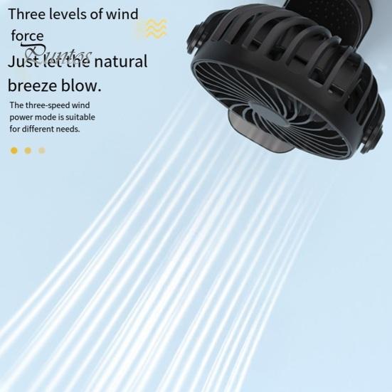 Quiet Desk Fan Portable Clip-on Fan, Built in Night Light, Adjustable 3 Speed, USB Rechargeable Bathroom Ventilation with 720-degree Rotation, Silent