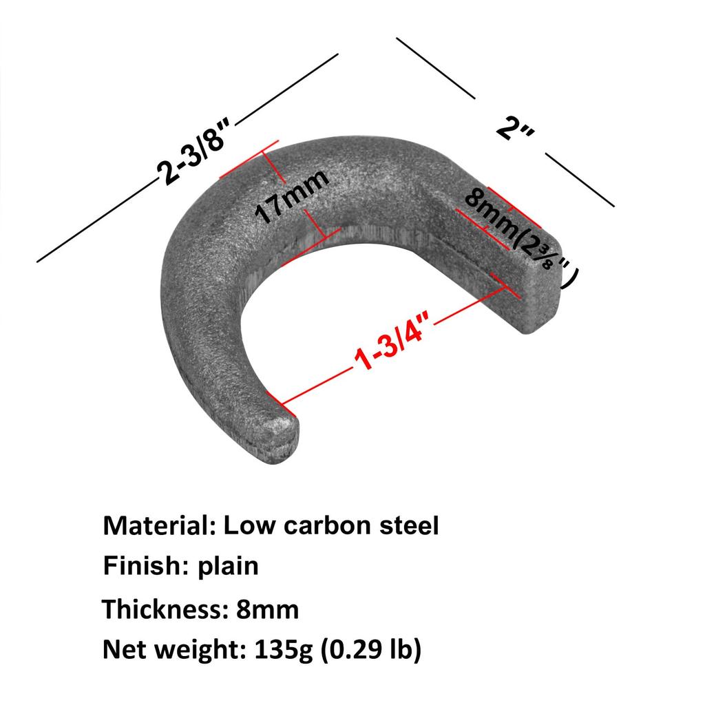 Fanmao 10pcs Welded Trailer Safety Chain Rope Hooks Flat Base Tie Down Hooks Diameter 17mm Max