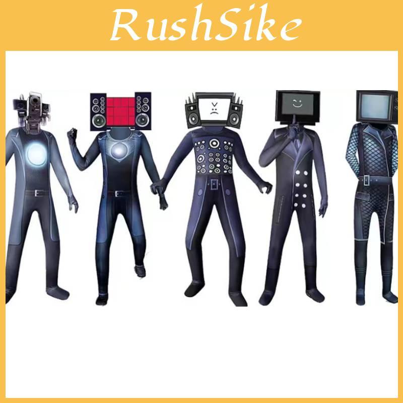 Skibidi Toilet Vlna Zvuk TV Muž Cosplay Kostým Na Halloweenskou Párty S Dlouhým Rukávem Kombinéza