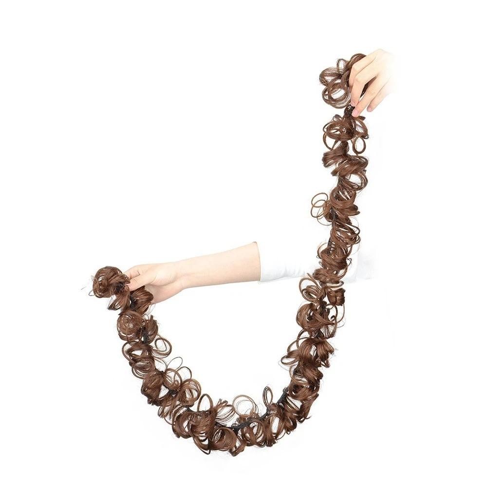 Fashion Black Brown Elastic Hair Band Elastic Messy Style Long Curly Wavy Texture Synthetic Women Hairpiece Women s Hair светло-коричневого
