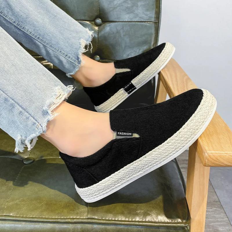 Classic Canvas Men's Summer Thin Breathable Casual Flat Platform Shoes Linen Sneakers Men Loafers Shoes Driving Shoes