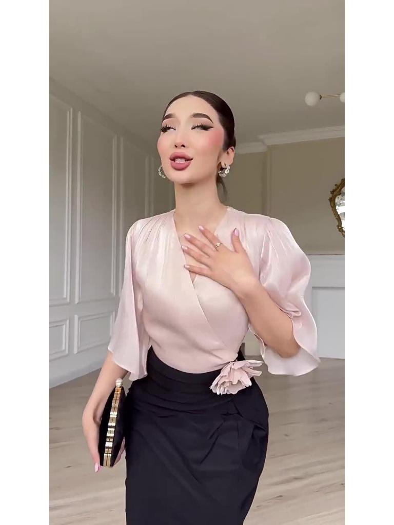 Rochie elegantă de primăvară 2025, cu mâneci lungi, care subțiază silueta, pentru femei