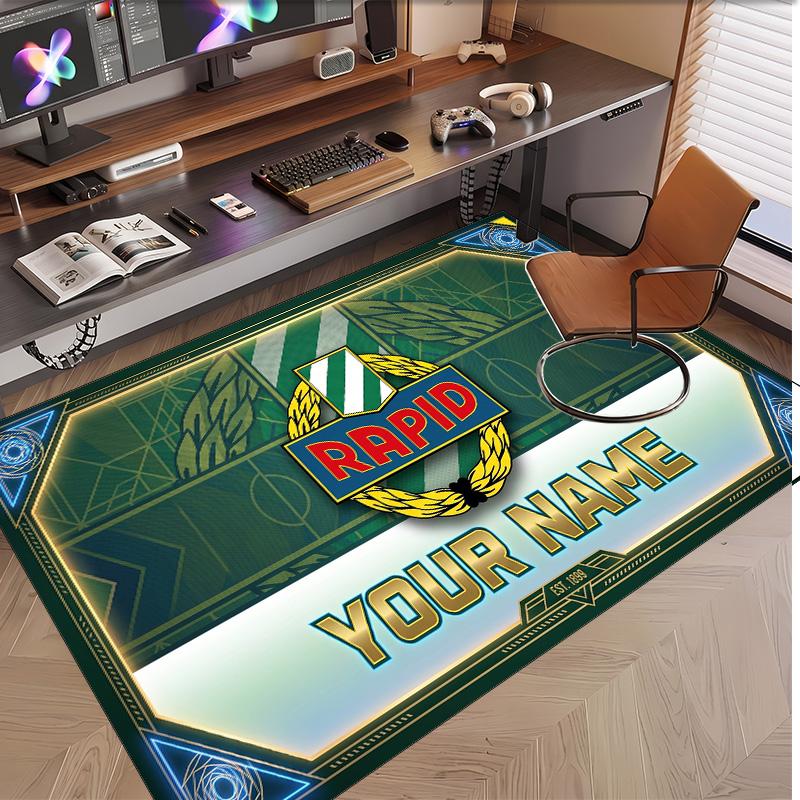 Personalized Crystal Velvet Carpet Rapid Wien FC Pattern Non Slip Floor Rug
