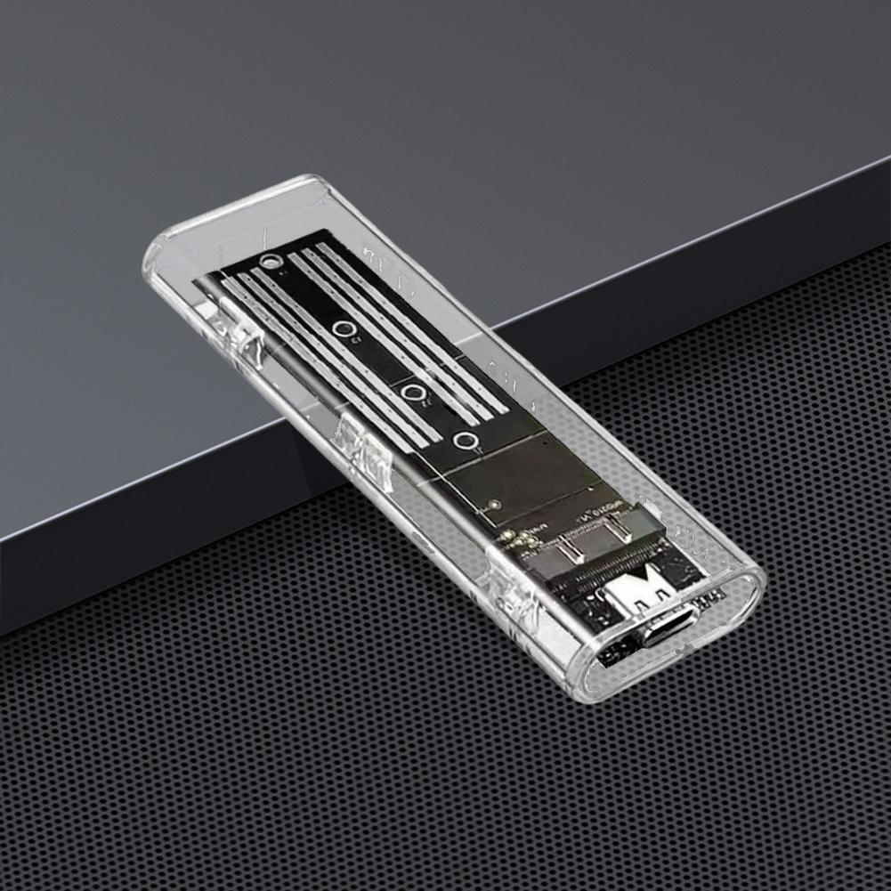 Boîtier de Disque Dur Externe M.2 NGFF SATA Type C USB 3.1 10Gbps Boîtier SSD Externe Transparent Adaptateur SSD Externe pour 2230 2242 2260 2280