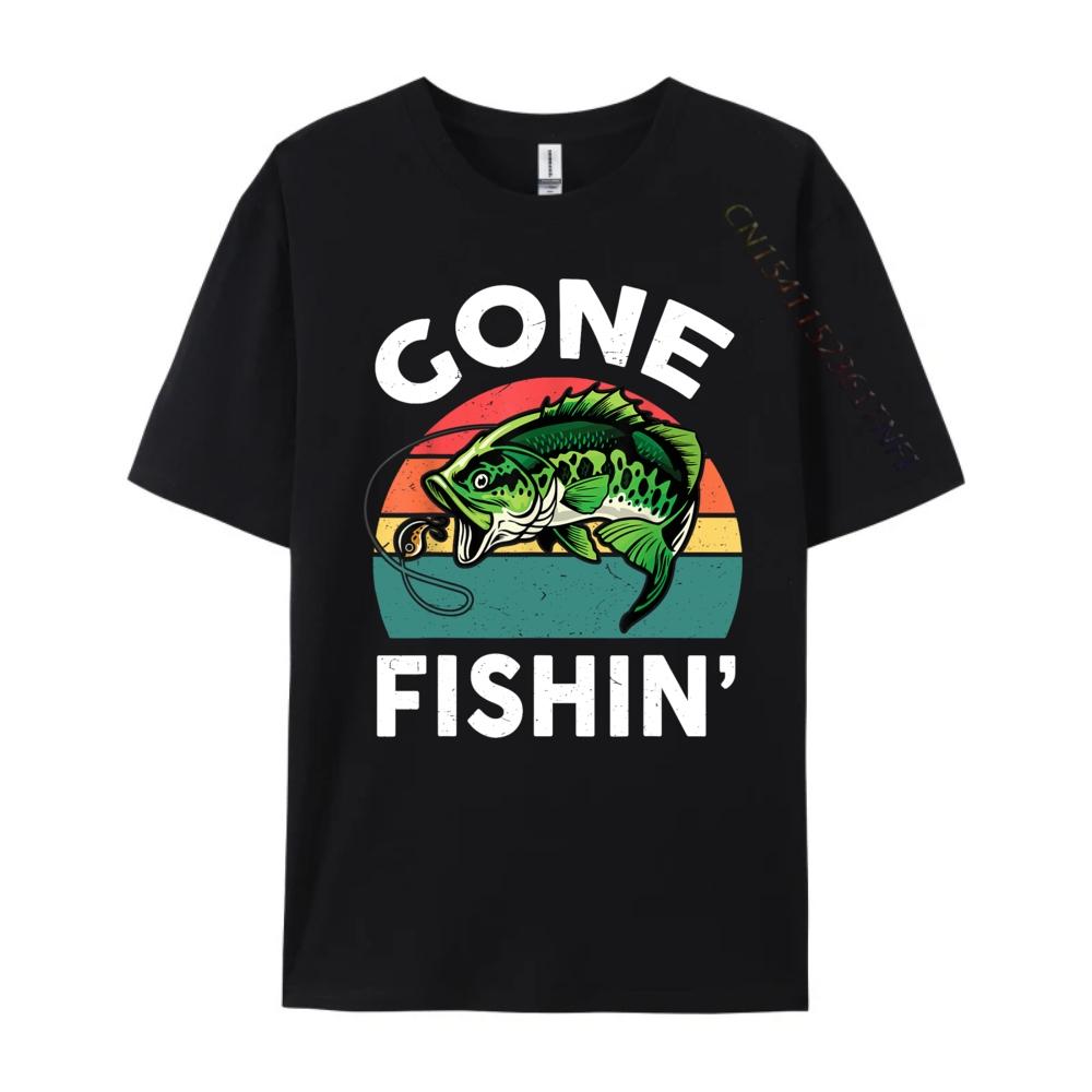 Kids Gone FishingShirt Boy Toddler Funny Bass Dad Black Shirt Graphic Tees Men Funny T Shirts Tshirts Plus Size Chinese Style