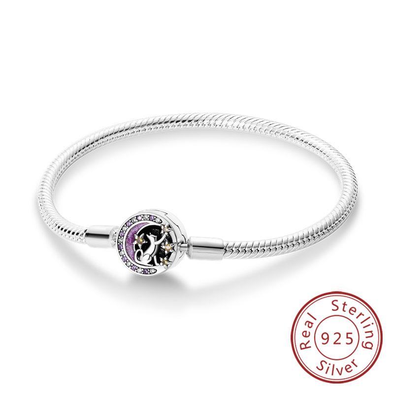 Armband Original 925 Sterling Silver Berlockarmband 17-20CM Kärlekshjärta Pave Zirkonia Armband för Kvinnor DIY Berlock Smycken Gåvor
