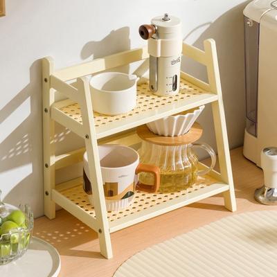 Holzregal mit 2 Ebenen, Desktop-Organizer, Regale, Make-up-Organizer, Schreibtisch-Display-Rack, Desktop-Stationärregal fürs Büro