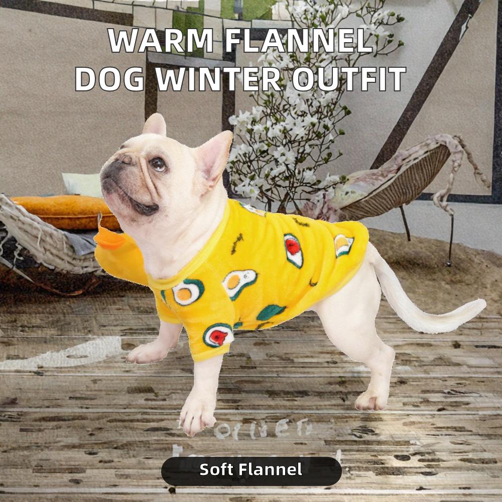 Fabrik Winter Warm Flanell Druck Umweltfreundlich Niedlich Hund Outfit Kleidung Mops Französische Bulldogge Sweatshirt Pyjama Pullover