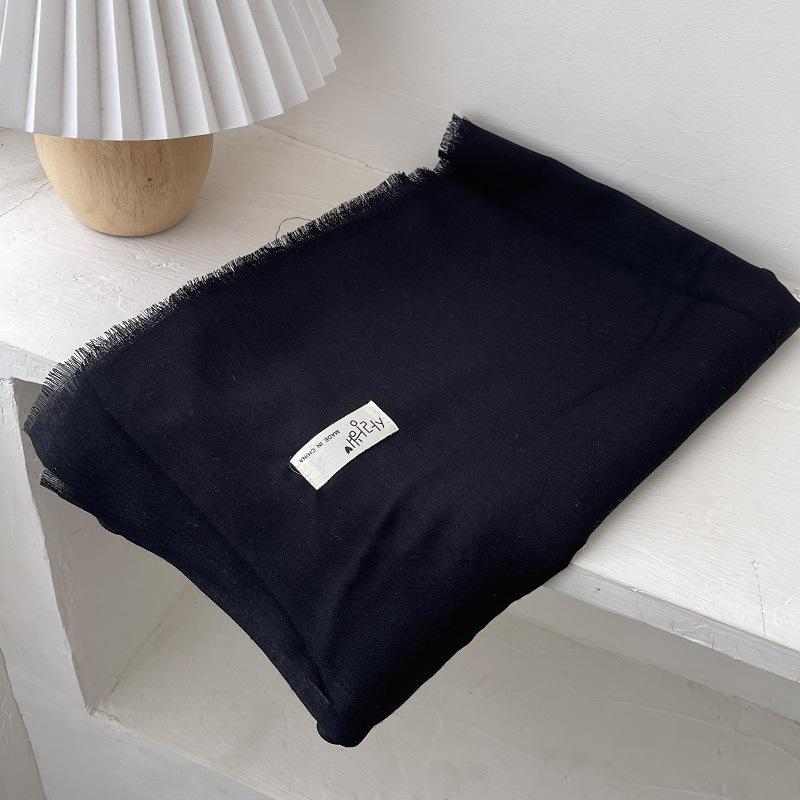 Literary Cotton and Linen Solid Color Scarf Women's Shawl Summer Desert Sunscreen Sunshade Travel Long Silk Fashion Trend