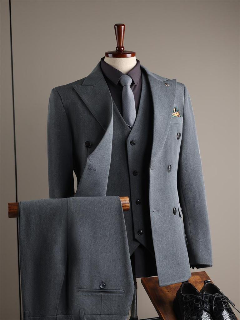 Men's High-End Slim-Fit Suit Set: Business Formal, Groomsman, Wedding Groom's Wear, Wrinkle-Resistant Jacket