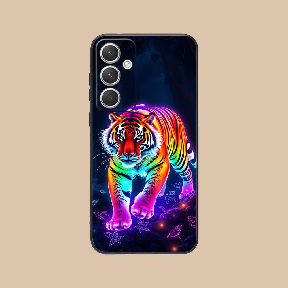 Tiger Neon Mobile Cell Phone Case for Samsung Galaxy S26 S25 S24 S23 S22 S21 S20 Note20 Plus FE Ultra Colorful Cover Cover