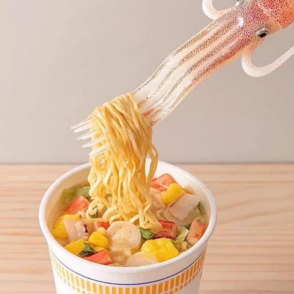 Instant Noodle Fork Squid-Shaped Seafood Themed Fork Tableware Kitchen Utensil Entertaining Dining Tool