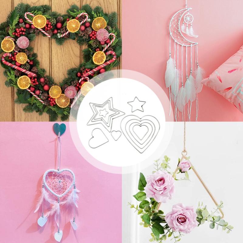 Metal Heart-shaped Star-shaped Dream Catcher Hoop Ring DIY Handmade Craft Dream Catcher Tool