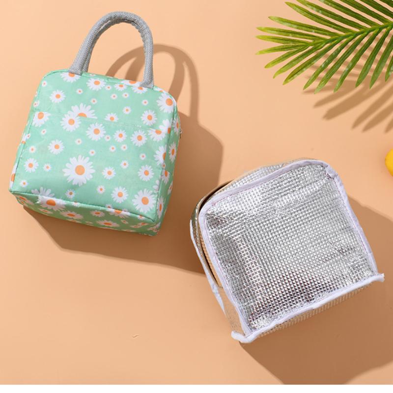 Isolerad lunchväska Tryck med fräscha små prästkragar Bärbar låda Multifunktionell isoleringsväska Utomhus Kylklamp Bentoväska för kvinnor