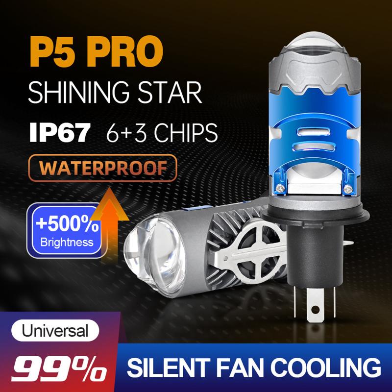 110W H4 Led Mini Projector Lens 6000K High Low Beam Turbo Fan Auto Headlamp 12V High Power Motorcycle Bulb Plug&Play 8000Lm