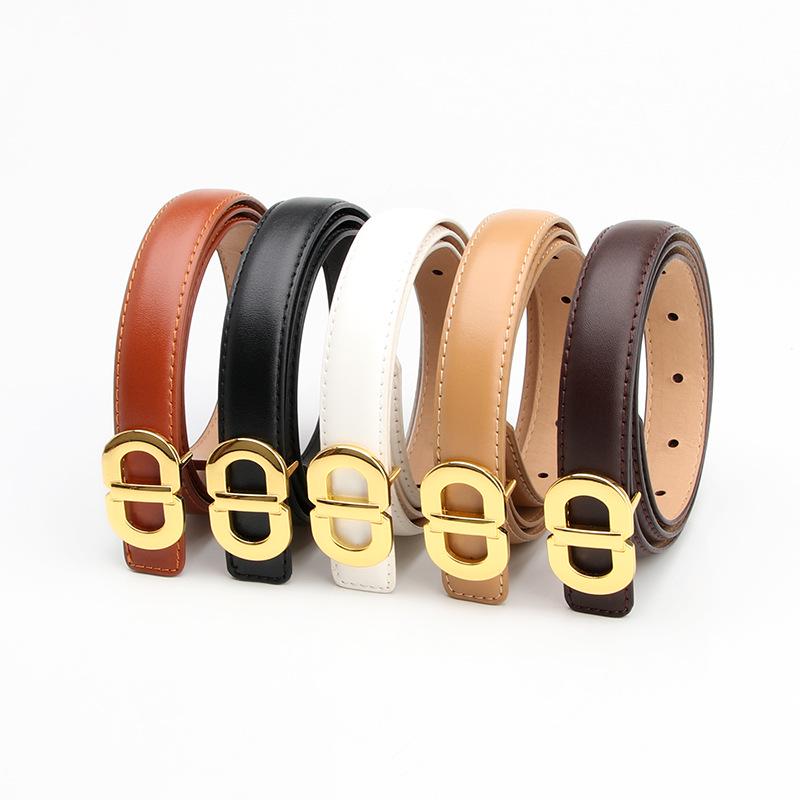 Women's High-End Gold Double D Waist Belt - Trendy Fashion PU Belt for Jeans