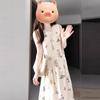 French Coffee Break Sleeveless Round Neck Floral Temperament Vest Dress Summer Schoolgirl Loose and Thin Holiday Dress