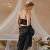 Women's Solid Satin Lace Cami Top Shorts with Robe Lounge Set