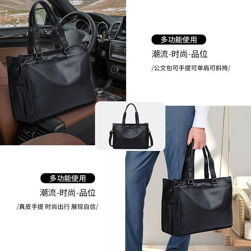 leather large-capacity business trip business briefcase computer top layer vegetable tanned cowhide casual men's handbag