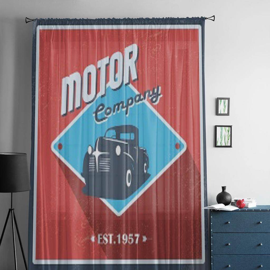 Vintage Garage Sheer Curtains for Living Room Transparent Tulle Window Treatments Bedroom Kitchen Home Decor Veil Drapes