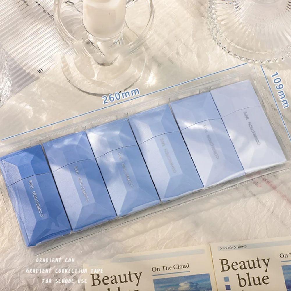 

6Pcs/Set Japanese White Out Corrections Tape 36m Writing Corrector Cute Spot Covering Tape Children синий
