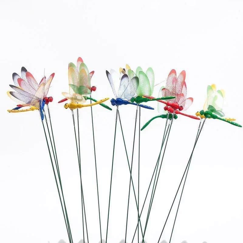 

3D Simulation Dragonfly Simulation Decorative Pole Gardening Flowerpot Flower Decoration Grassland Fence Art Cutting Decoration