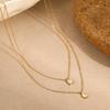 European and American Stainless Steel Necklace Inlaid with Square Water Droplets, Zircon, Titanium Steel Double-layer Stacked Collarbone Chain Jewelry
