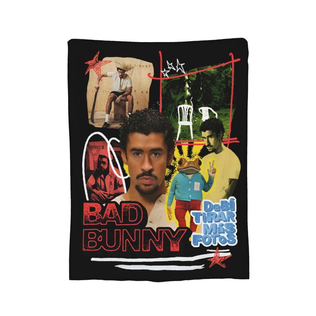 Bad Bunny DTMF  Fleece Blankets Music Funny Throw Blankets for Home 150*125cm Plush Thin Quilt,