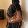Vintage Handbag Solid Color Shoulder Bag Women's Large Capacity Commuter Tote Bag