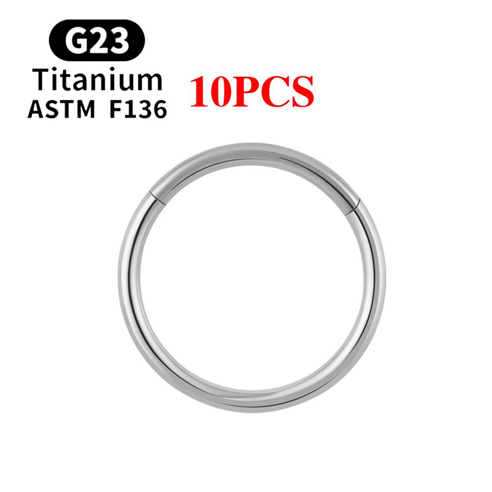 

10/50PCS ASTM F136 Titanium Nose Ring Hinged Clicker Segment Septum Hoop Women Men Ear Cartilage Helix Earring Piercing Jewelry 16G 1.2x6mm