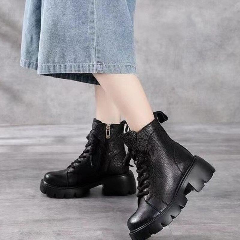Spring Autumn New Fashionable Luxury Women's Boots British Style Versatile Fashion Round Head Fashion Boots Casual Women's Shoes