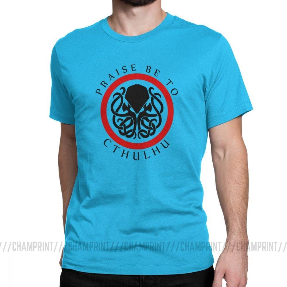 Praise Be To Cthulhu Cool T Shirts For Men Crewneck Cotton T Shirt Short Sleeve Tee