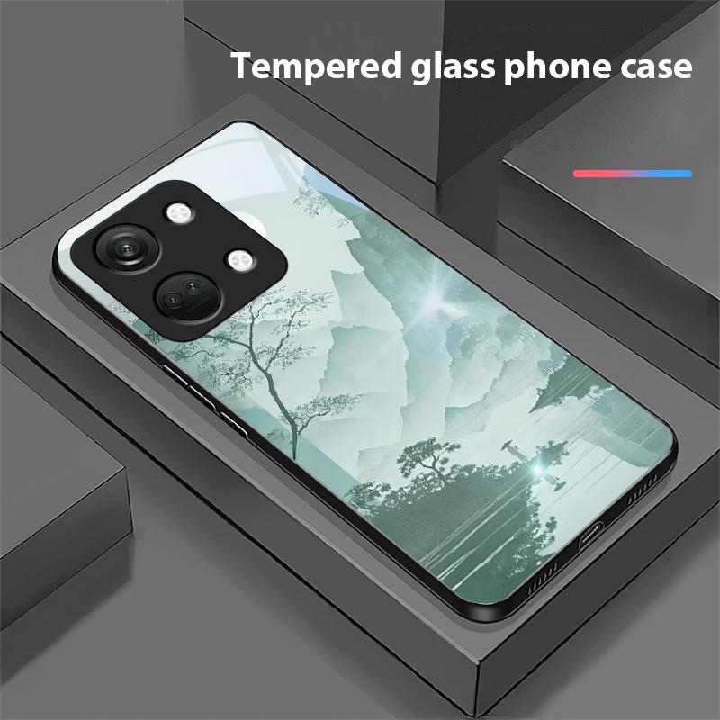 Colorful Scenery For OnePlus Nord 3 5 6T 7 Pro 8 12 10T Reno8 Lite 5G 10R Nord N30 Hard Shell Tempered Glass Phone Case Black