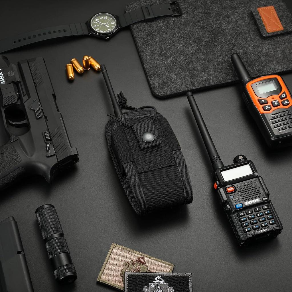 Radio Pouch Holder Radio Holster Molle Radio Pouch Universal Radio Case Military Heavy Duty Radio Bag for Police Firefighter Two
