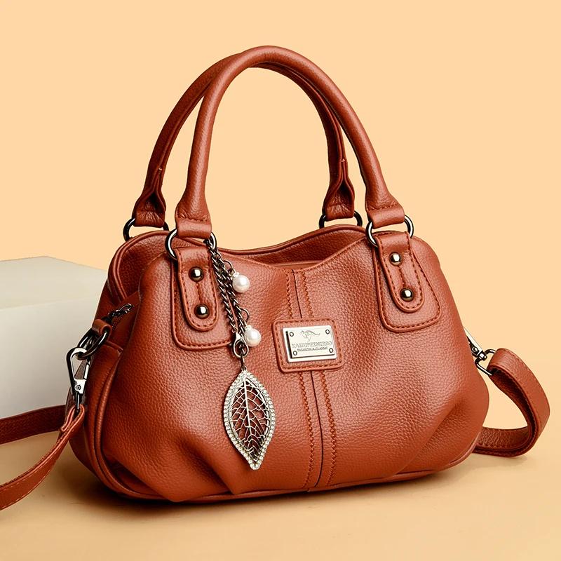 High Quality Soft Leather Purse Fashion Women Shoulder Messenger Bag Multi-pocket Wear-resistant Bag Luxury Ladies Handbag