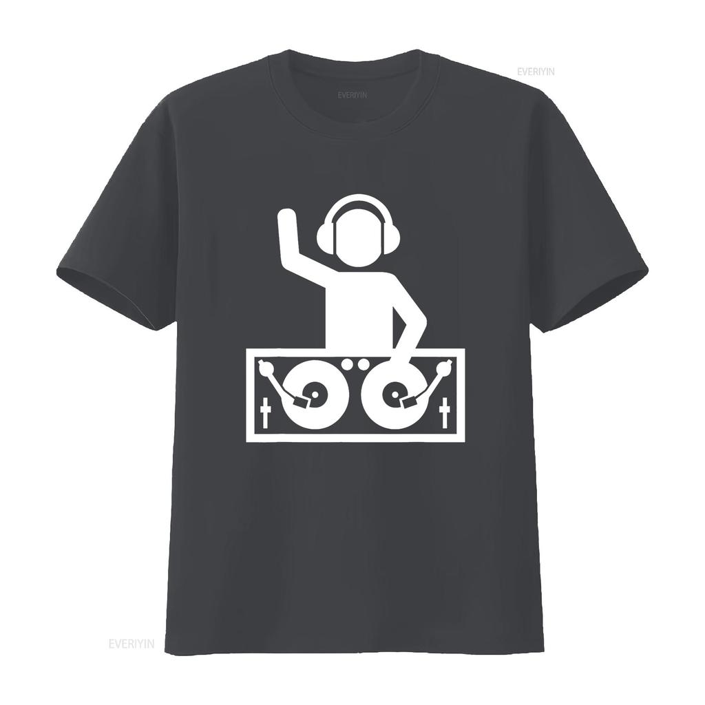 DJ z gramofonami Koszulka vintage Sprana Wygodny Top Do Codziennego Noszenia streetwear moda projektant ubrania Codzienny Miękki