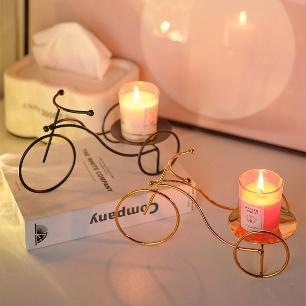 Romantic Tricycle Candle Holder Home Decorations Candlelight Dinner Props Candlestick Stand Golden Room Table Decoration