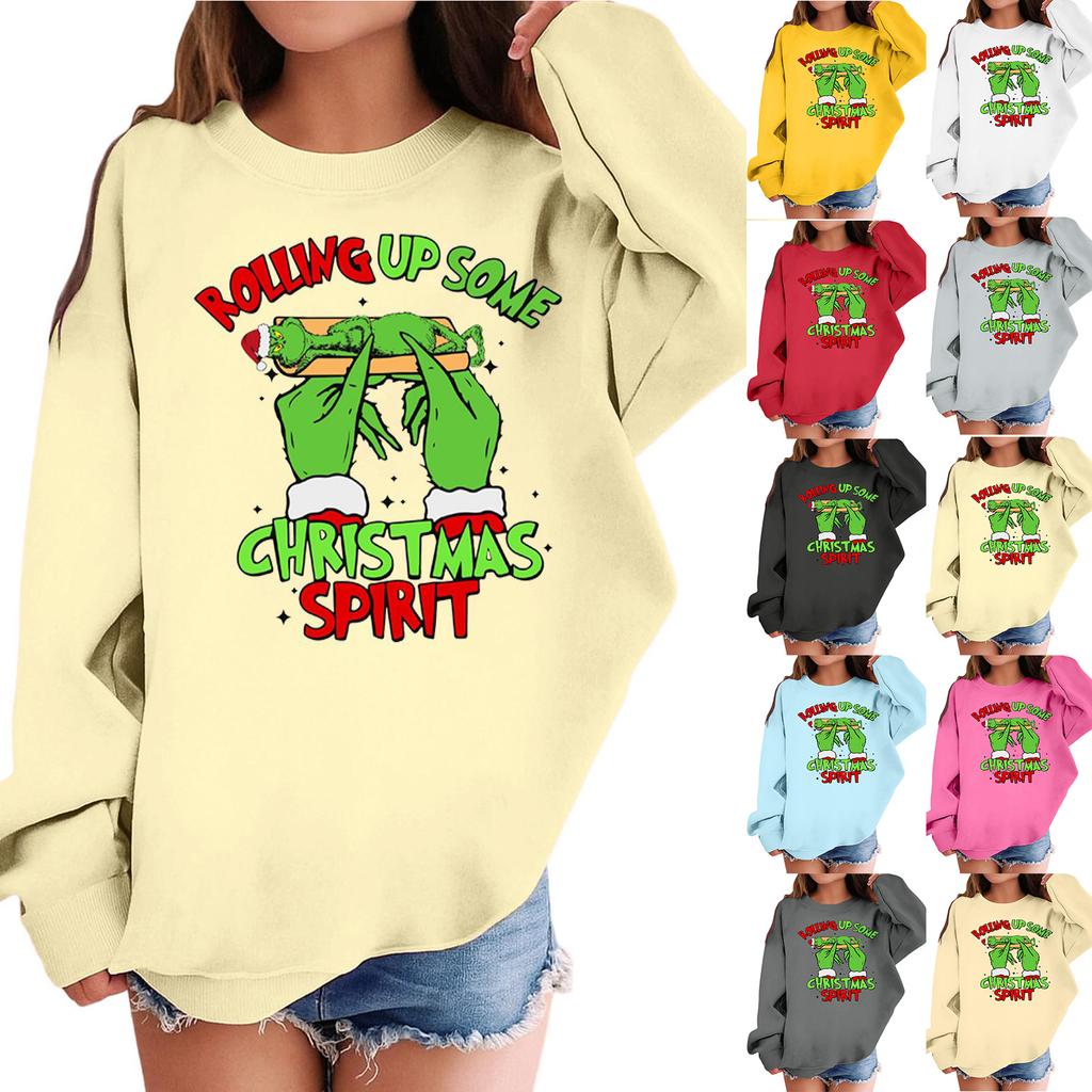 Children's Fashionable Casual Long-sleeved Loose Christmas Print Pullover Hooded Sweatshirt