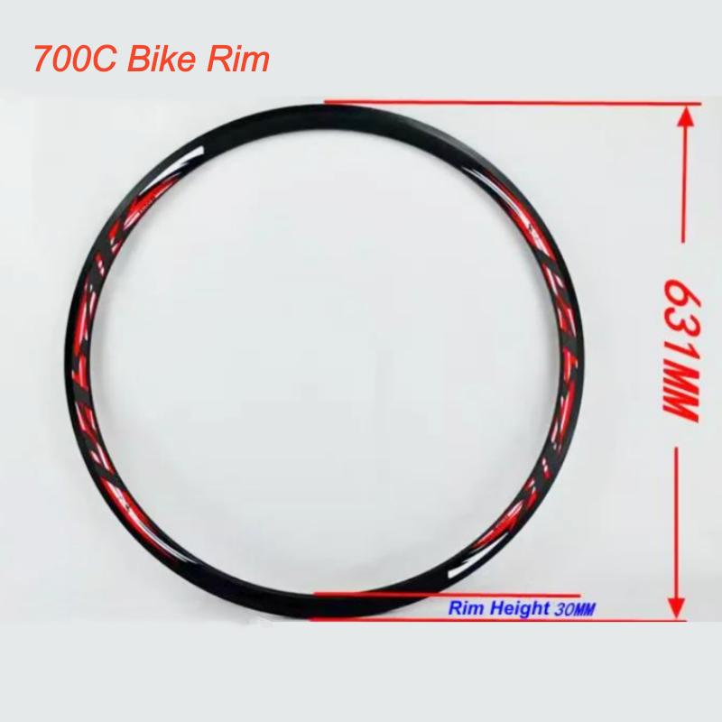 1Pc/2Pcs 700C Road Bike Rim 20/24 Hole Aluminum Alloy Rim Thicken Double Layer V Brake Black Rim With Frosted Reflective Mark FV 1Pc 700C 20H