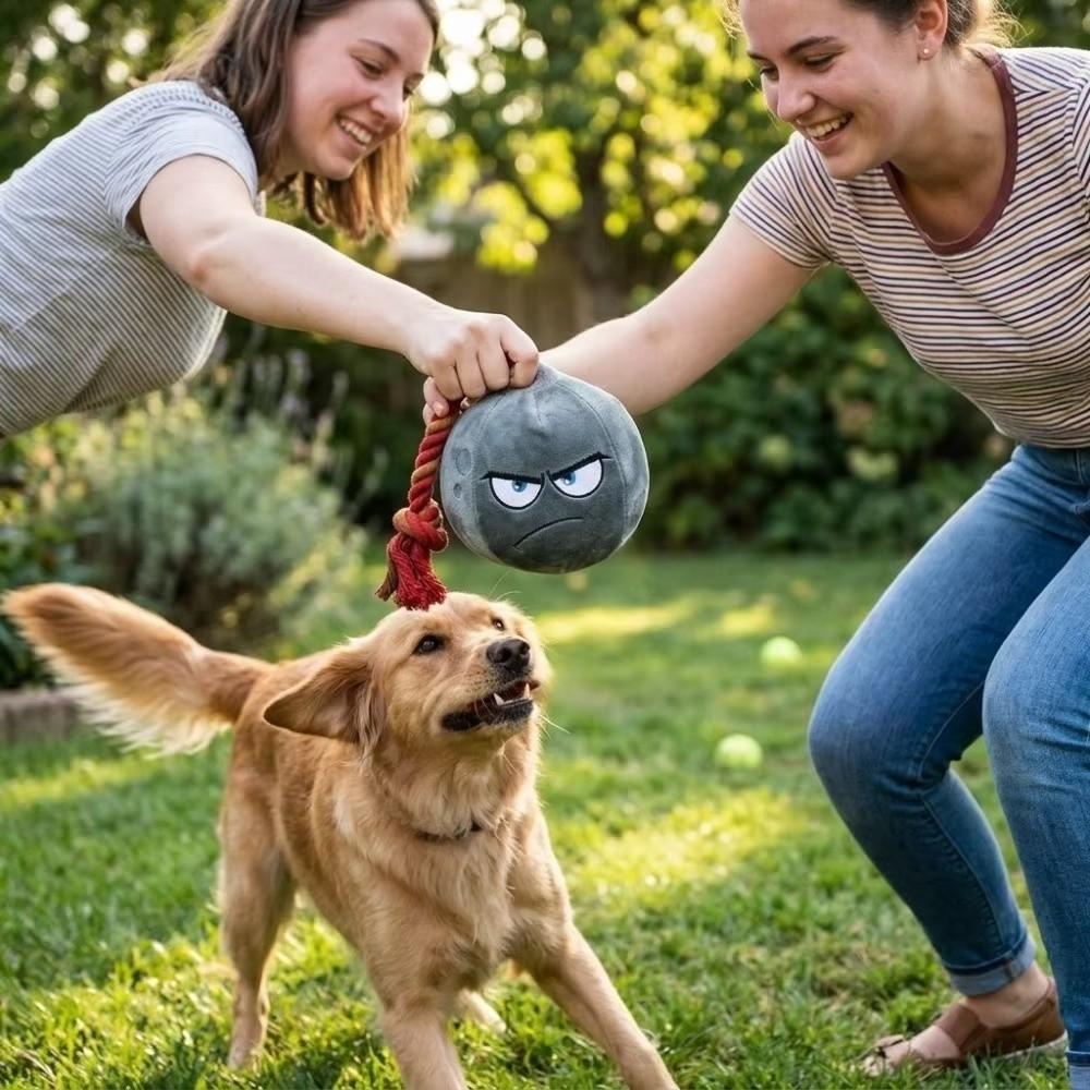 Soft Rope Plush Dog Chew Toy Bite Resistant Pet Toy Ball Squeaky Dog Toy Teething Cleaning