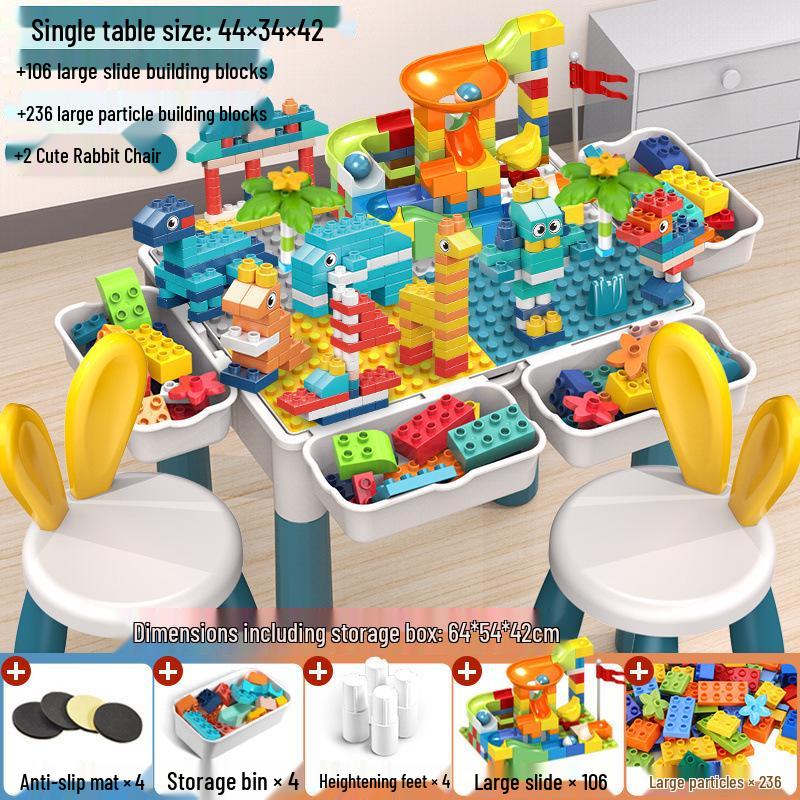 Large Particle Multifunctional Building Blocks Table for Early Education Games