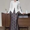 Cross-border European and American women's clothing  Amazon casual button V-neck top celebrity fashion lace skirt