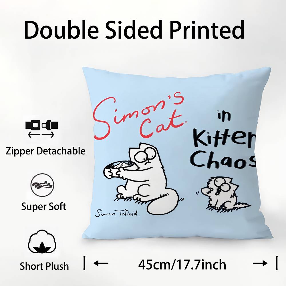 

Cartoon Cute S-Simons Cat Pillow Case Square Double‑Sided Print Cushion Case For Sofa Home Bedchamber Decor Gift 12x12Inch