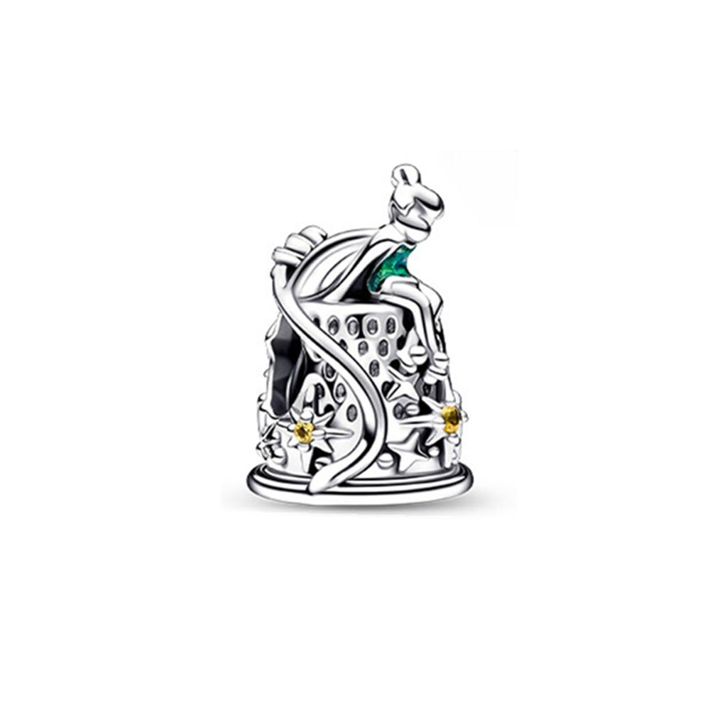 Miniso Disney Flower Fairy Castle Bow Charm Silver 925 Fine Jewelry For Women Original Bracelet Beads New