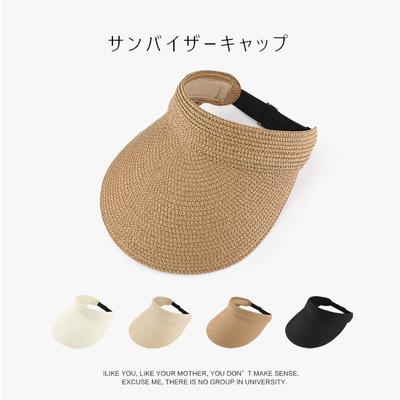 Summer Sunshade Sunscreen Hat Women's Foldable Portable Empty Top Hat Anti-purple Line Big Brim Face Covering Straw Simple Hat