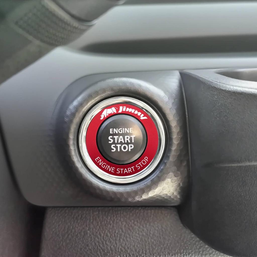 Suzuki Jimny JB64 JB74 Engine Start Button Aluminum Alloy Cover with Easy Interior Accessory Ring, Heat-Resistant Double-Sided Tape, Installation,